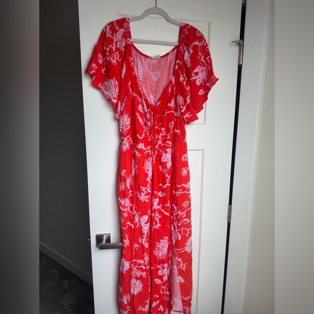 Pink & red maxi dress